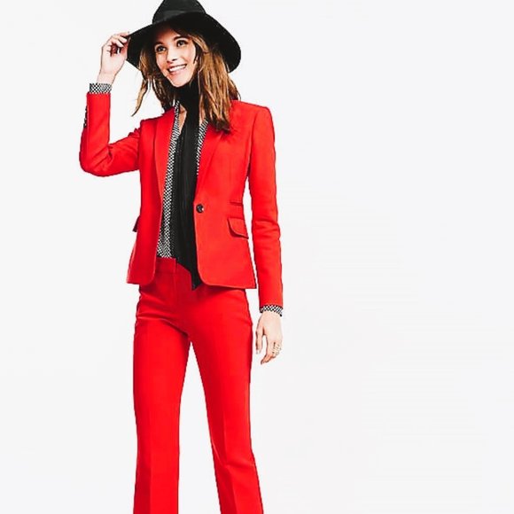 Express One-Button Single-Breasted Notch-Collar Vivid Red Blazer - Size 0 - NWOT - Picture 2 of 16